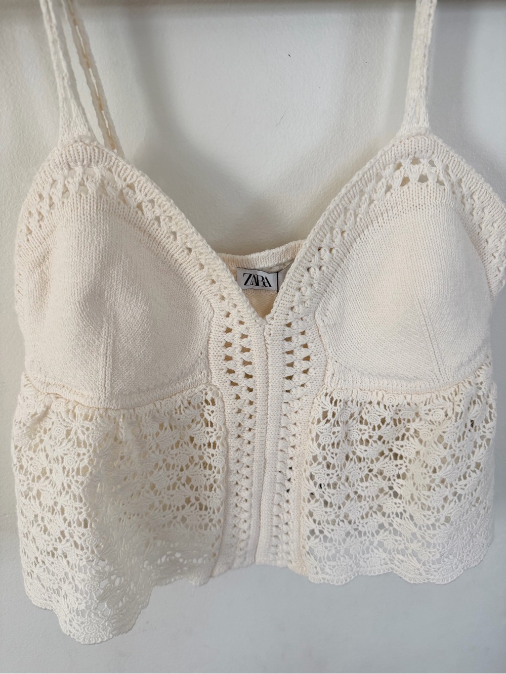 Zara Cream Crochet Bustier Cami - Picture 2 of 4
